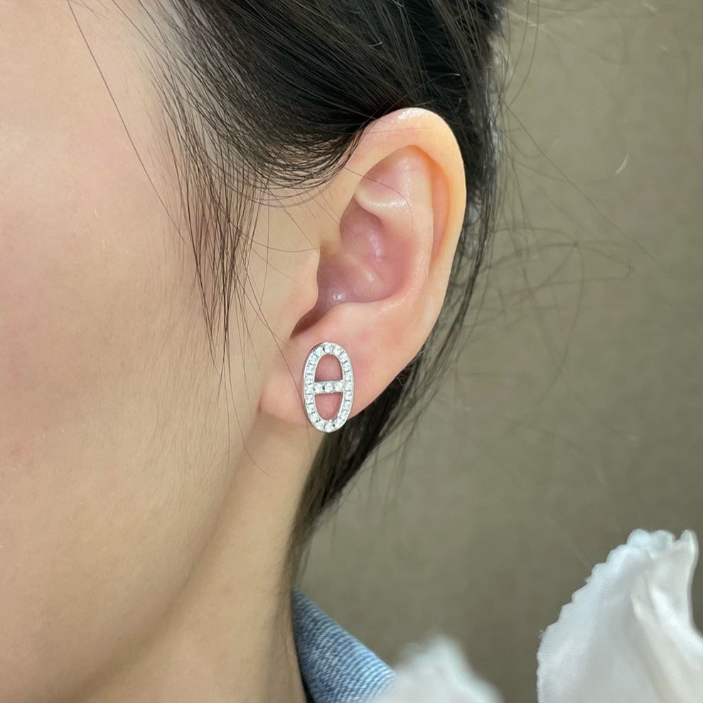 ¡®Lumi¡¯HM FULL DIAMOND PIG NOSE STUD EARRINGS