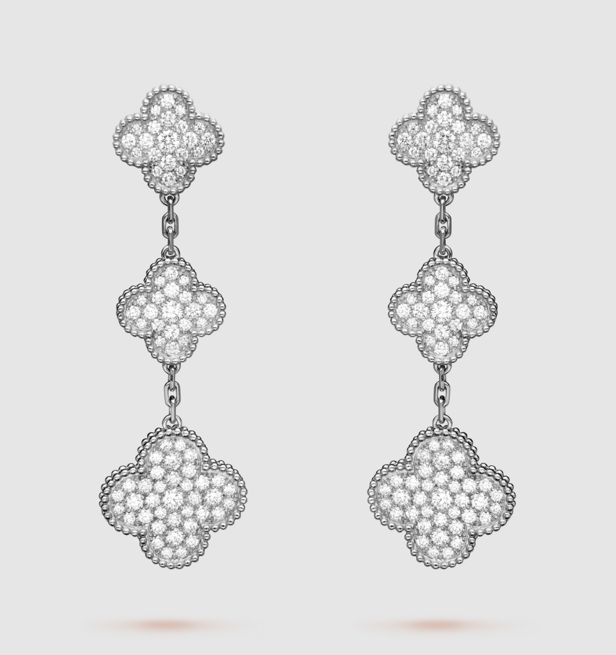 ¡®Lumi¡¯CLOVER 3 MOTIF DIAMOND SILVER DROP EARRINGS