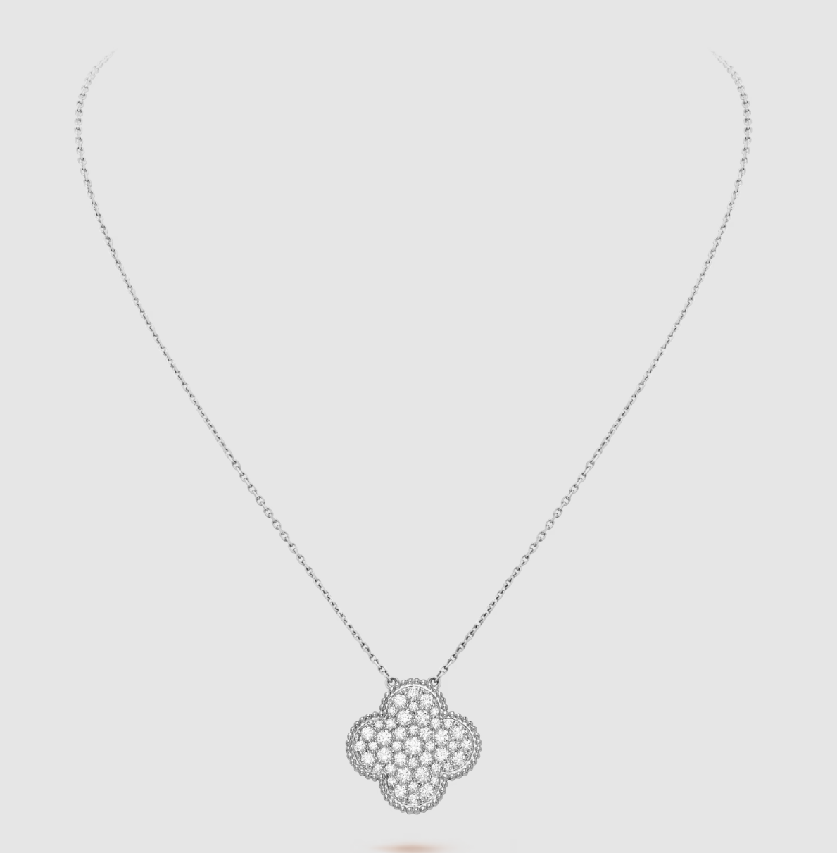 ¡®Lumi¡¯CLOVER 25MM LARGE PENDANT DIAMOND PAVED SILVER NECKLACE