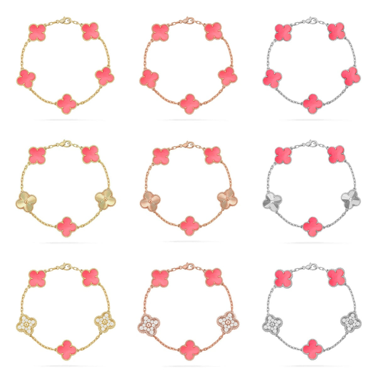 [Lumi jewelry] CLOVER 5 MOTIFS  PINK MOP BRACELET COLLECTION