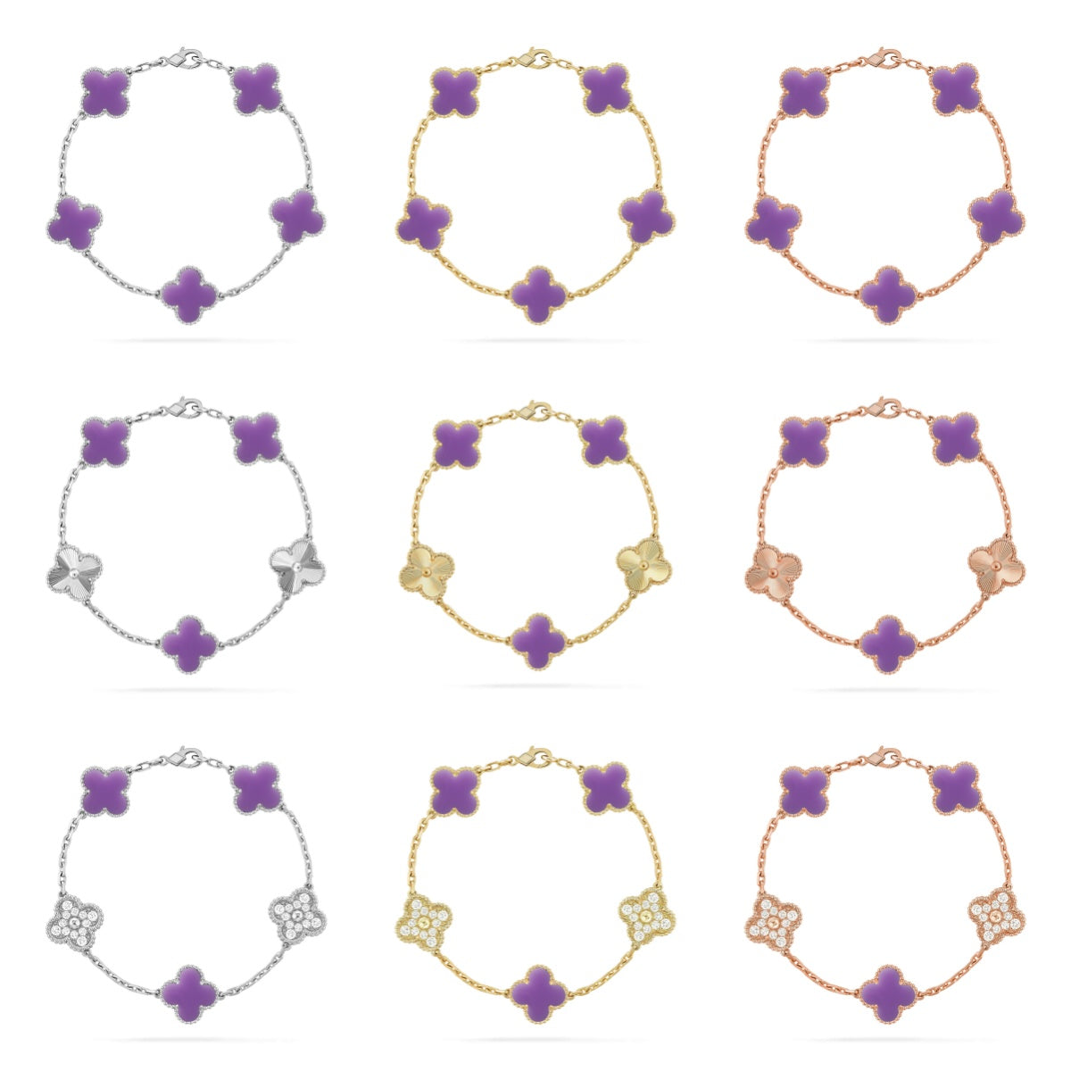 [Lumi jewelry] CLOVER 5 MOTIF VIOLET BRACELET COLLECTION