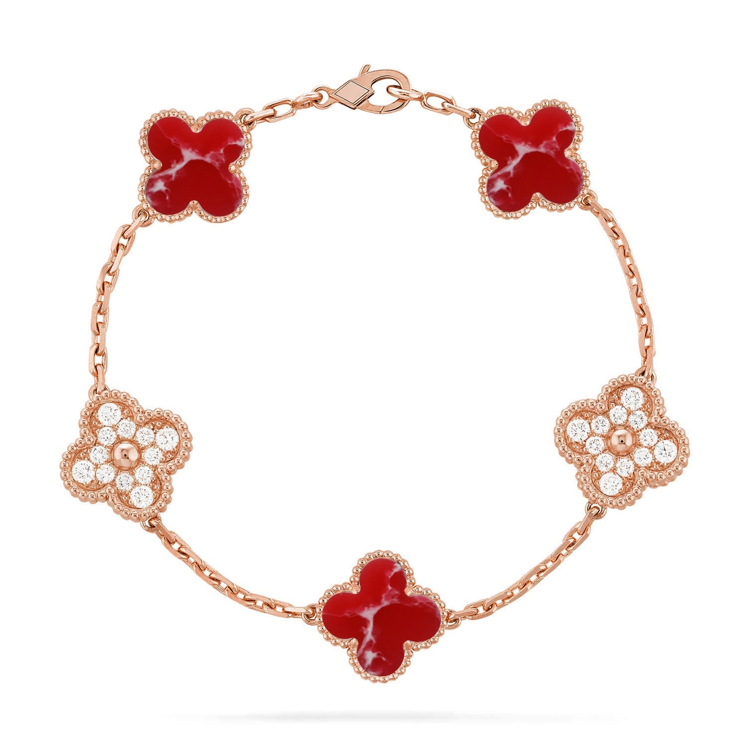 [Lumi jewelry]CLOVER 5 MOTIF RED PATTERN BRACELET COLLECTION