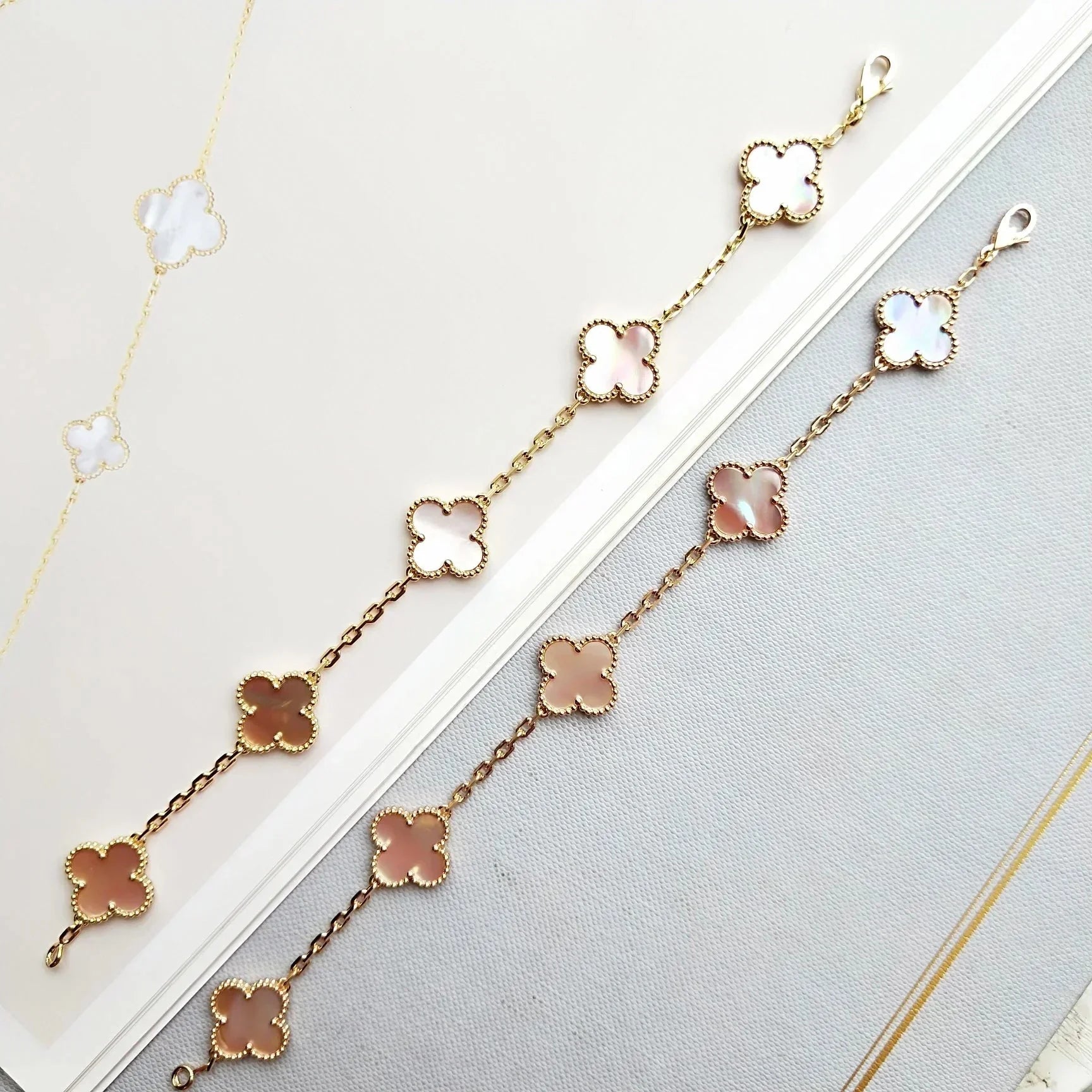 [Lumi]New  CLOVER 5 MOTIFS  PINK MOP BRACELET COLLECTION