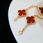 [Lumi]New  CLOVER 5 MOTIF RED CORNELIAN BRACELET COLLECTION