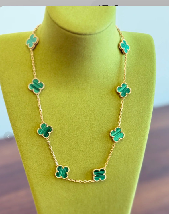 ¡®Lumi¡¯CLOVER 10 MOTIFS ONYX NECKLACE Malachite