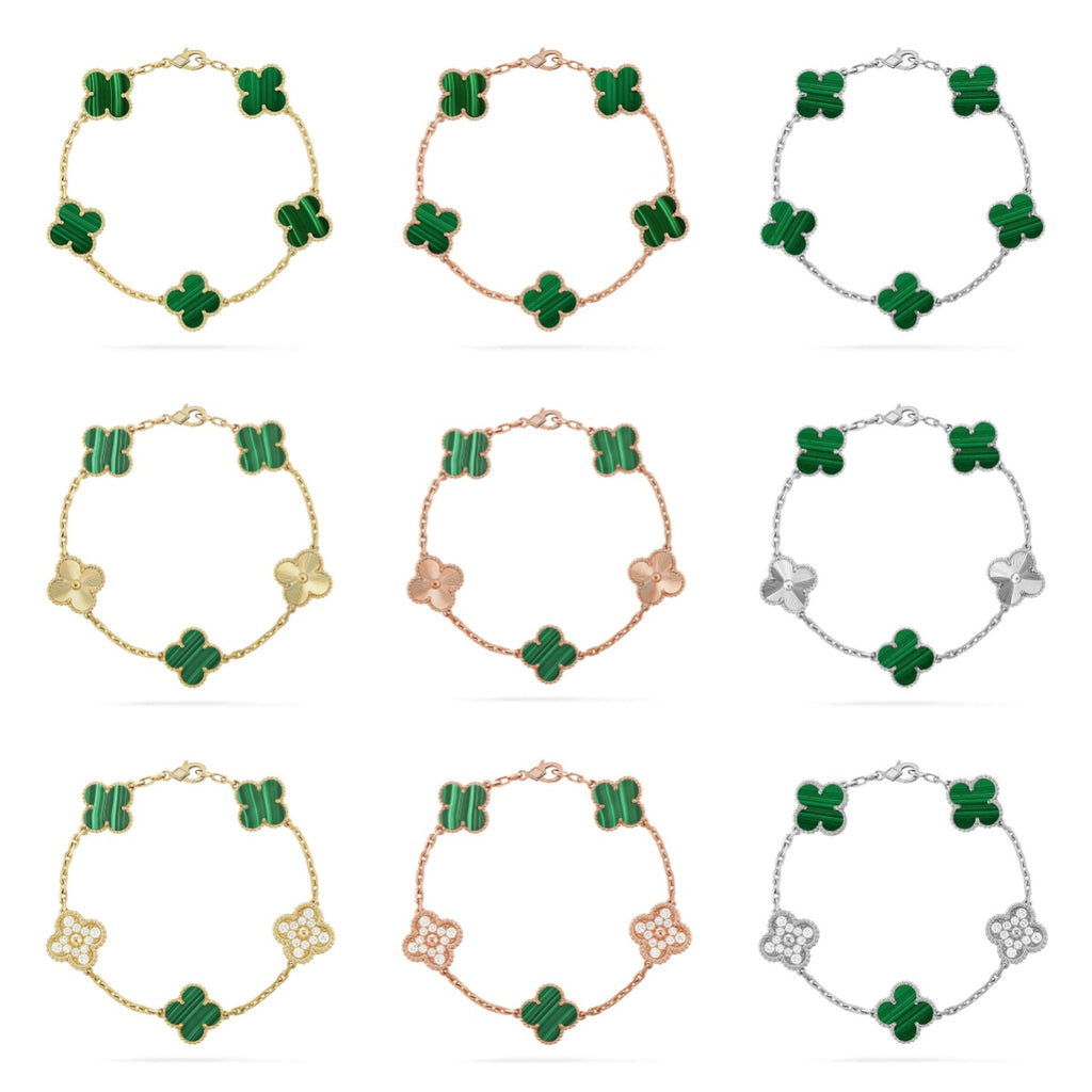[Lumi jewelry] CLOVER 5 MOTIF MALACHITE BRACELET COLLECTION