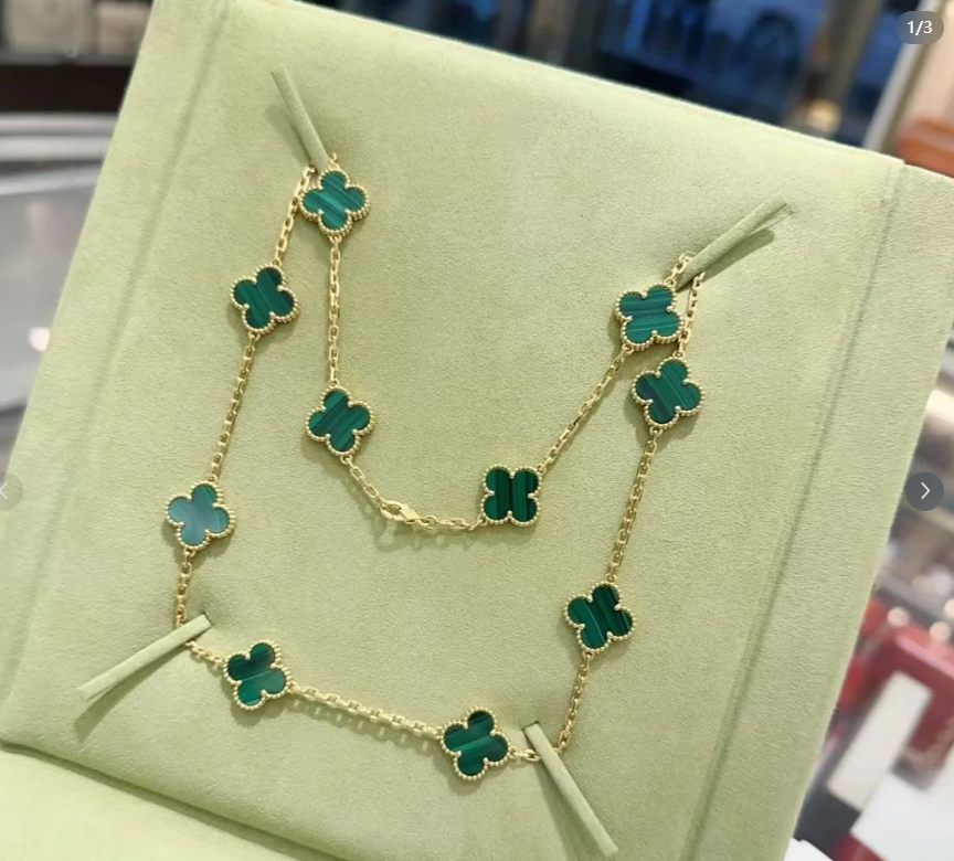 ¡®Lumi¡¯CLOVER 10 MOTIFS ONYX NECKLACE Malachite