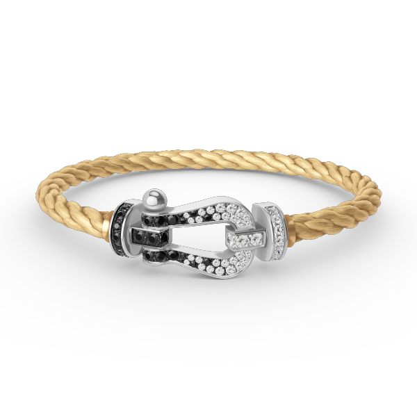 ¡®Lumi¡¯FORCE LARGE HORSESHOE BLACK WHITE DIAMOND BRACELET SILVER