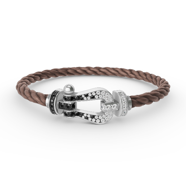 ¡®Lumi¡¯FORCE LARGE HORSESHOE BLACK WHITE DIAMOND BRACELET SILVER