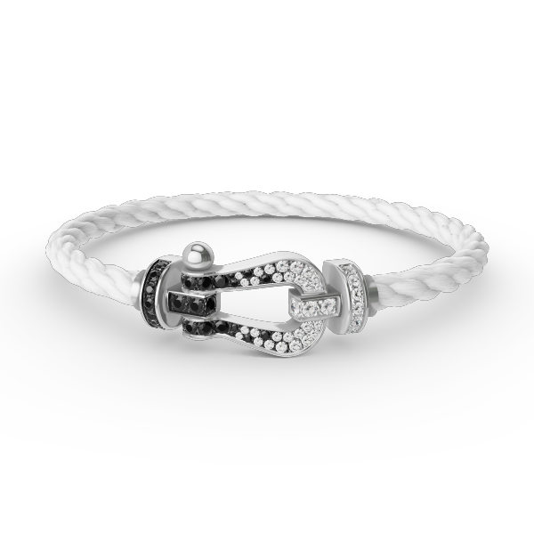 ¡®Lumi¡¯FORCE LARGE HORSESHOE BLACK WHITE DIAMOND BRACELET SILVER