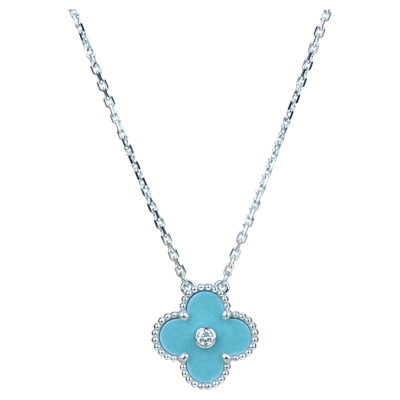 ¡®Lumi¡¯CLOVER 15MM DIAMOND SVRES PORCELAIN  NECKLACE SILVER