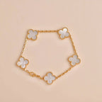 [Lumi jewelry]CLOVER WHITE PEARL MOP 5 MOTIF BRACELET COLLECTION