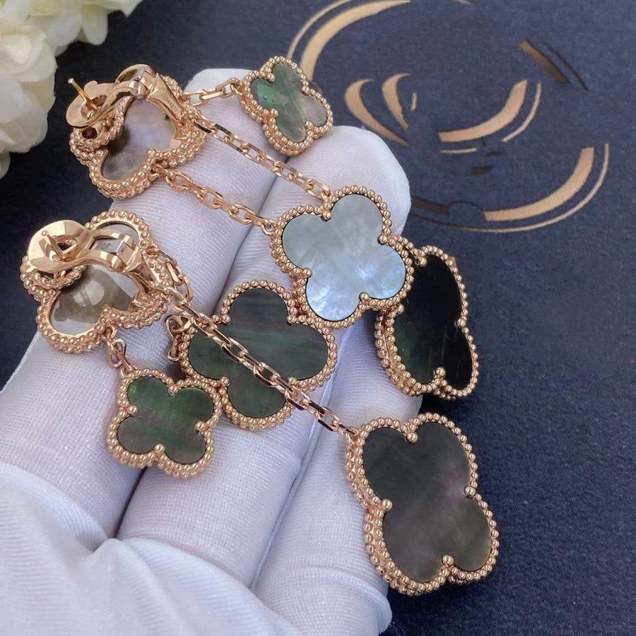 ¡®Lumi¡¯CLOVER EARRINGS DARK MOP 4 MOTIFS ROSE GOLD