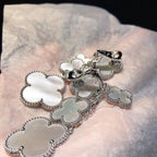 ¡®Lumi¡¯CLOVER EARRINGS WHITE MOP 4 MOTIFS SILVER