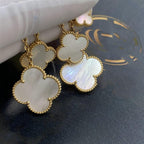 ¡®Lumi¡¯CLOVER EARRINGS WHITE MOP 4 MOTIFS GOLD