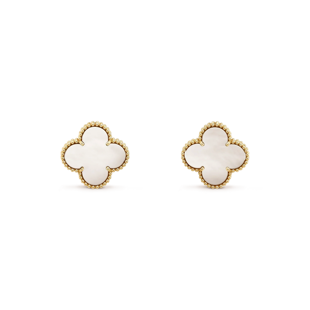 ¡®Lumi¡¯CLOVER MEDIUM 1 MOTIFS  WHITE MOP STUD EARRINGS