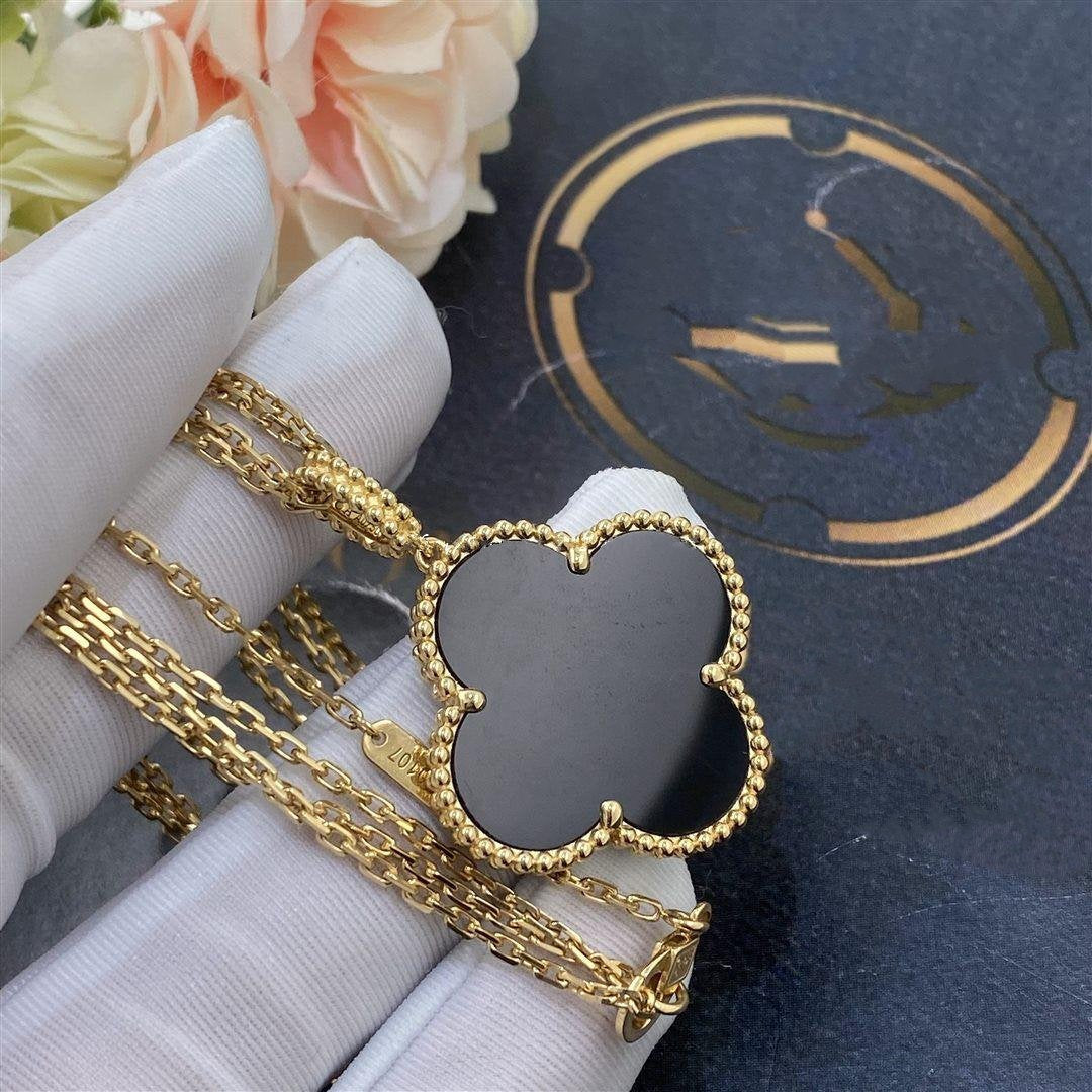 ¡®Lumi¡¯CLOVER 25MM GOLD ONYX BIG CLOVER NECKLACE