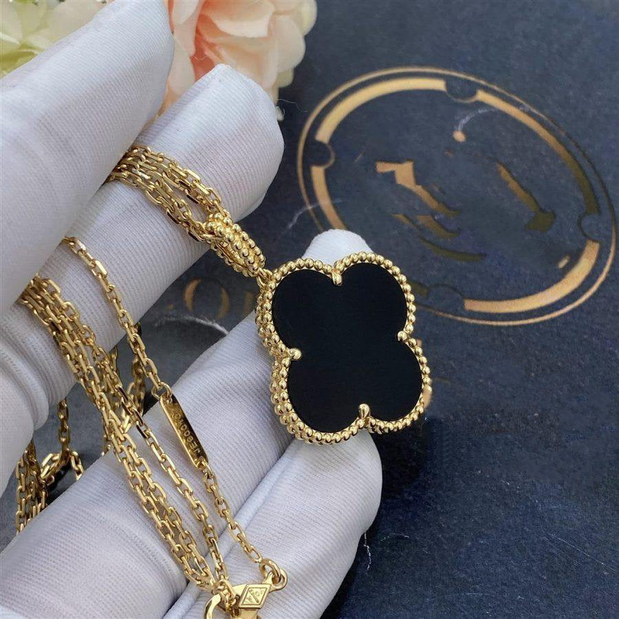 ¡®Lumi¡¯CLOVER 25MM GOLD ONYX BIG CLOVER NECKLACE