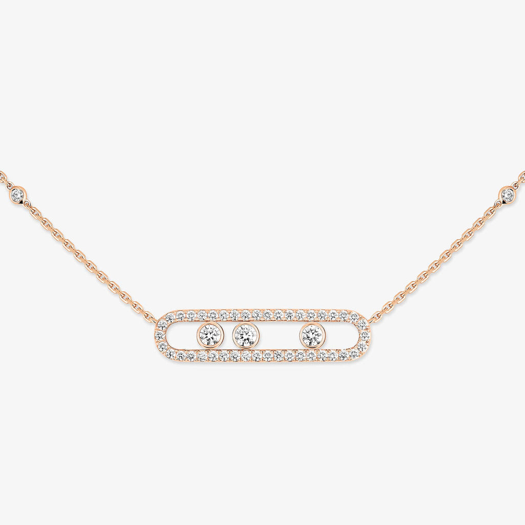 [Imperial]  Move Pave_ Rose Gold Diamond Necklace
