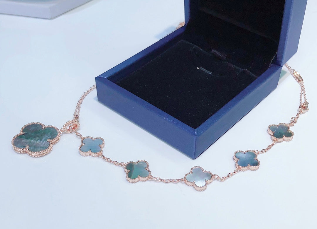 ¡®Lumi¡¯COMBINED BRACELET 5 MOTIFS AND NECKLACE DARK MOP ROSE GOLD