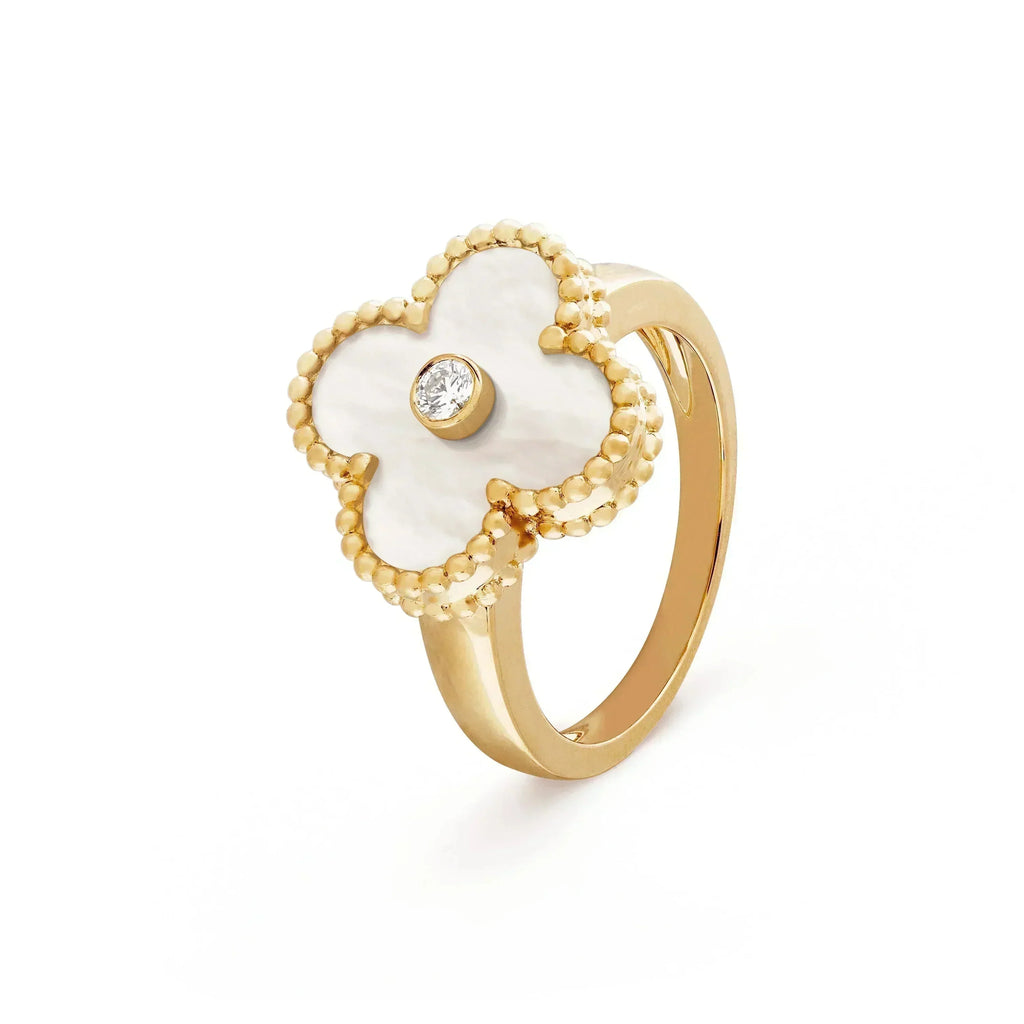 ¡®Lumi¡¯CLOVER PINK MOP RING GOLD DIAMOND